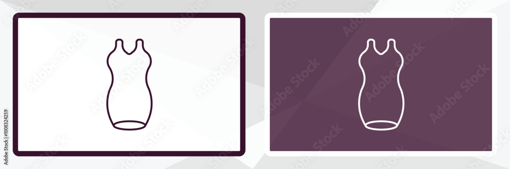 Poster drees outline icon. linear vector from clothes concept. thin line white and black drees icon isolate