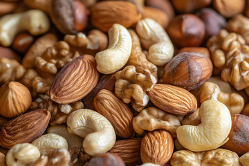 Photo Close-up of Almonds, Cashews, and Walnuts