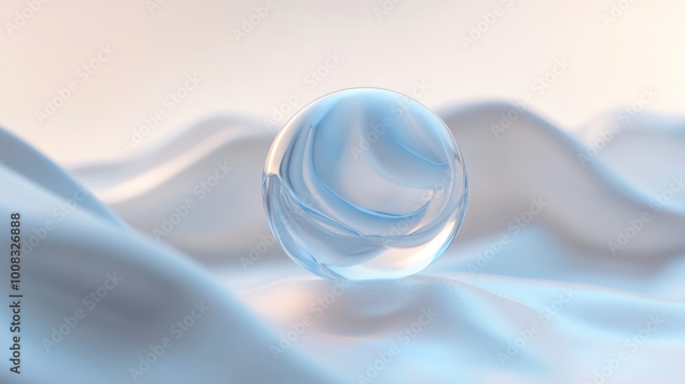 Aufkleber a translucent sphere rests on soft, flowing fabric, creating a serene and calming atmosphere.