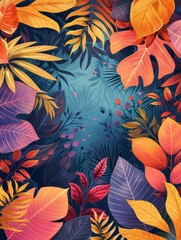 Surrounding the blank square are various colorful leaves and plants, adding a vibrant and lively touch to the scene.