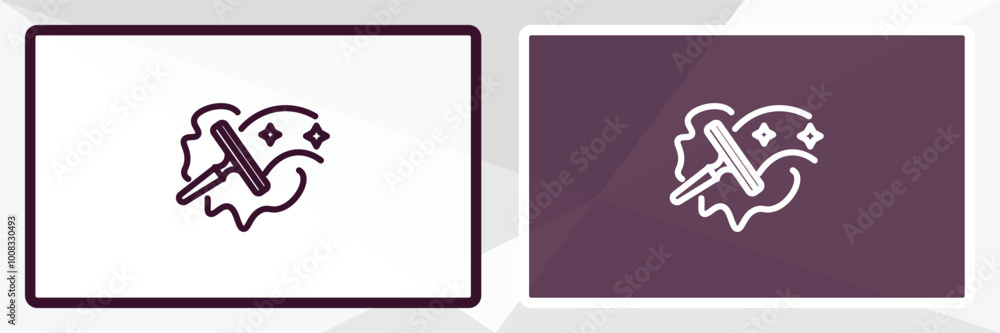 Poster window cleaner outline icon. linear vector from cleaning concept. thin line white and black window c