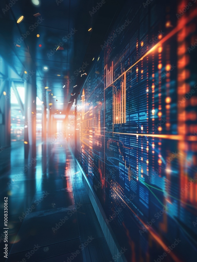 Poster digital data visualization in modern office environment