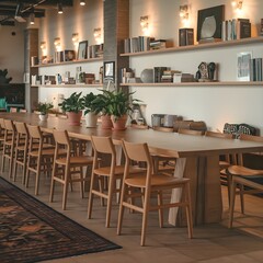 Charming Dining Area with a Long Wooden Table