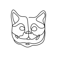 Cat british short hair continues line art