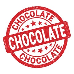 CHOCOLATE text written on red round stamp sign.