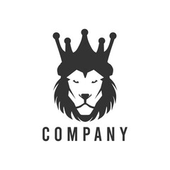 Lion king head with crown logo simple template