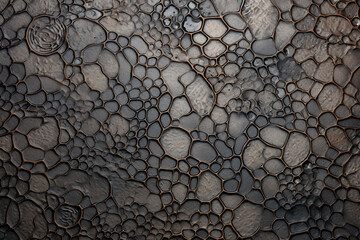 Aged metal surface with intricate rusted mosaic patterns, showcasing weathered industrial textures