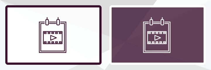 film poster outline icon. Linear vector from cinema concept. Thin line white and black film poster icon isolated on white and dark background