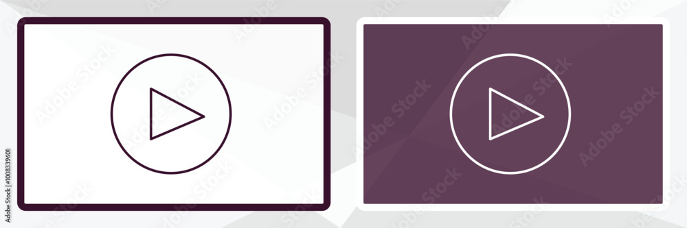 Aufkleber big play button outline icon. linear vector from cinema concept. thin line white and black big play 
