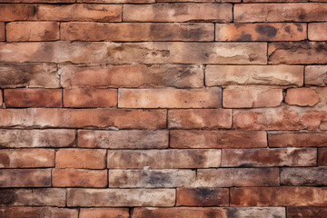 Close-up of weathered brick surface, showing intricate textures and natural decay over time