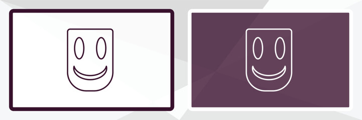 smile mask outline icon. Linear vector from cinema concept. Thin line white and black smile mask icon isolated on white and dark background