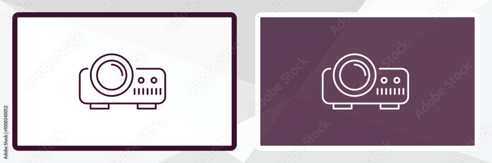 Aufkleber projector with plug outline icon. linear vector from cinema concept. thin line white and black proje