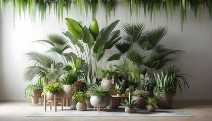Fototapeta premium PNG Lush tropical indoor plant arrangement
