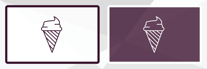 stripped ice cream cone outline icon. Linear vector from cinema concept. Thin line white and black stripped ice cream cone icon isolated on white and dark background