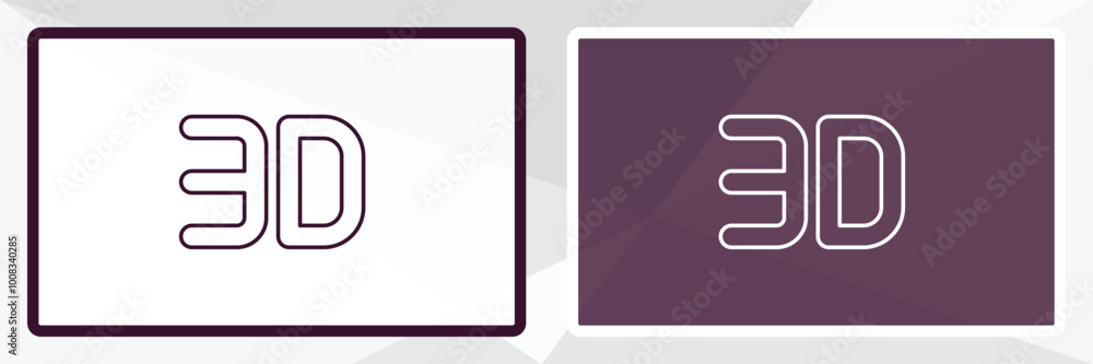 Poster 3d text outline icon. linear vector from cinema concept. thin line white and black 3d text icon isol