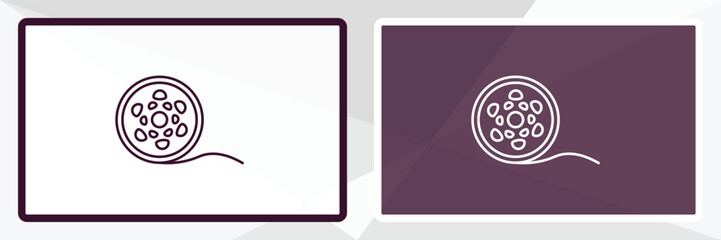 movie roll outline icon. Linear vector from cinema concept. Thin line white and black movie roll icon isolated on white and dark background