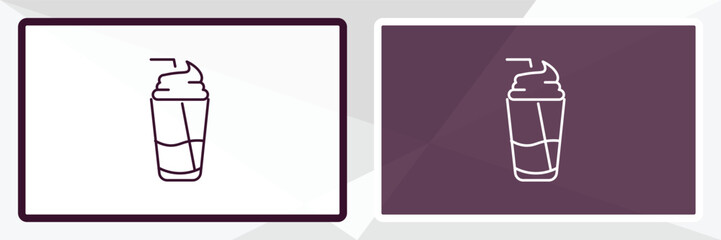 smoothie with straw outline icon. Linear vector from cinema concept. Thin line white and black smoothie with straw icon isolated on white and dark background