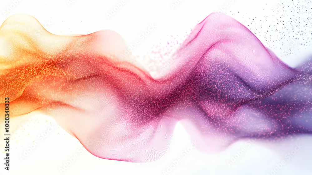 Poster abstract background with colorful wavy lines and sparkling particles