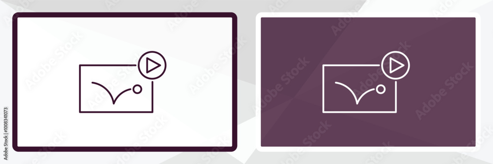 Poster animation outline icon. linear vector from cinema concept. thin line white and black animation icon 