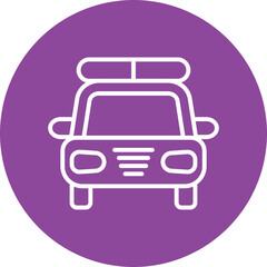 Police Car line circle icon