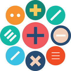 Mathematical and geometrical signs vector illustration isolated on transpartent background