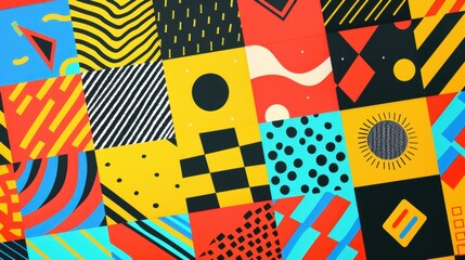 Obraz premium Vibrant Geometric Pattern in Bold Colors and Shapes