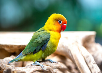 Handsome Young happy male Cute lovebird parrot, pet african parrot, caring for animals. Funny parrots. Home pet parrot. The best birds. Beautiful photo of a bird. Ornithology