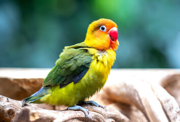 Handsome Young happy male Cute lovebird parrot, pet african parrot, caring for animals. Funny parrots. Home pet parrot. The best birds. Beautiful photo of a bird. Ornithology