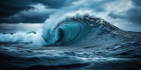 Crashing Ocean Wave During a Storm, Powerful Nature Scene