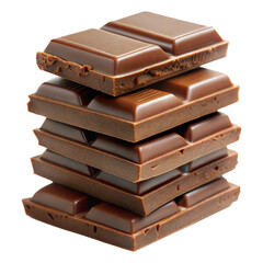 stack of chocolate bar isolated on transparent white background, clipping path