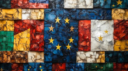 Beautiful European Flag Collage for Visual Display