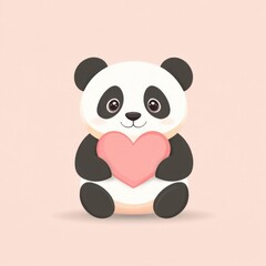 Cute panda character holding a heart, perfect for love themes, children's decorations, or animal illustrations.