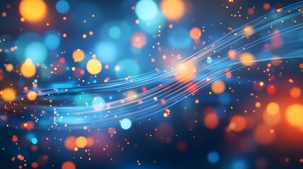 Fototapeta premium Abstract Blue and Orange Bokeh Background with Light Streaks
