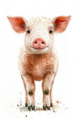 Fototapeta premium cute pig t-shirt design on white background