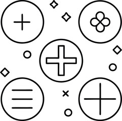 Mathematical and geometrical signs vector isolated on white or transpartent background