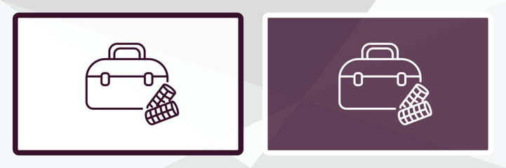 big makeup box outline icon. Linear vector from beauty concept. Thin line white and black big makeup box icon isolated on white and dark background