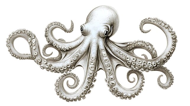 recommend clip art: Realistic Octopus Illustration   Detailed Cephalopod Tentacles Drawing