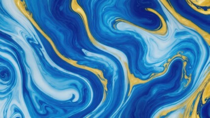 Obraz premium Yellow and gold marble abstract background texture. Indigo ocean blue marbling natural luxury style