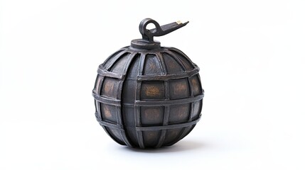 Black Hand Grenade Isolated on White