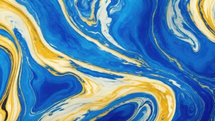 Obraz premium Yellow and gold marble abstract background texture. Indigo ocean blue marbling natural luxury style