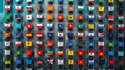 Overhead View of ASEAN Country Flags Displayed Together