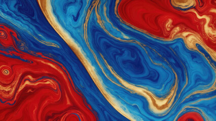 Obraz premium Red and gold marble abstract background texture. Indigo ocean blue marbling natural luxury style