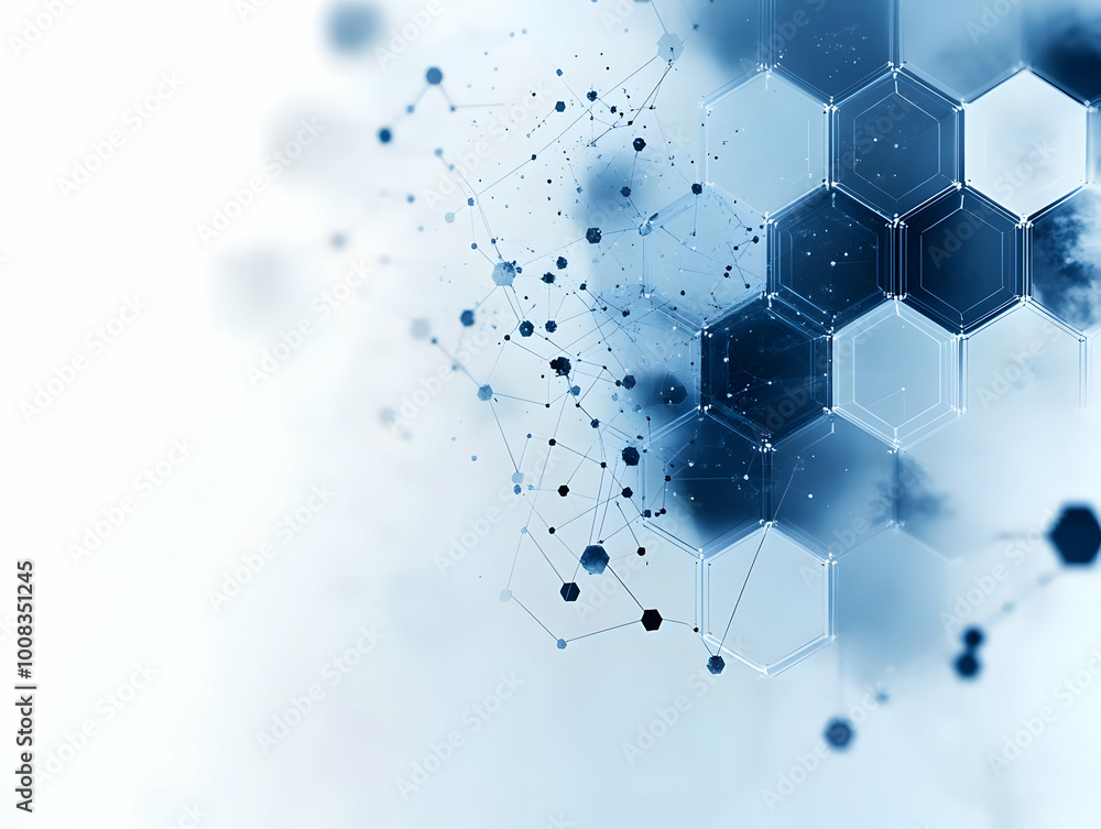 Poster abstract background with hexagons and network connections