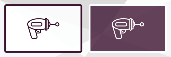 gun blaster outline icon. Linear vector from astronomy concept. Thin line white and black gun blaster icon isolated on white and dark background