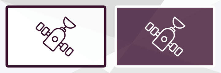 inclined satellite outline icon. Linear vector from astronomy concept. Thin line white and black inclined satellite icon isolated on white and dark background