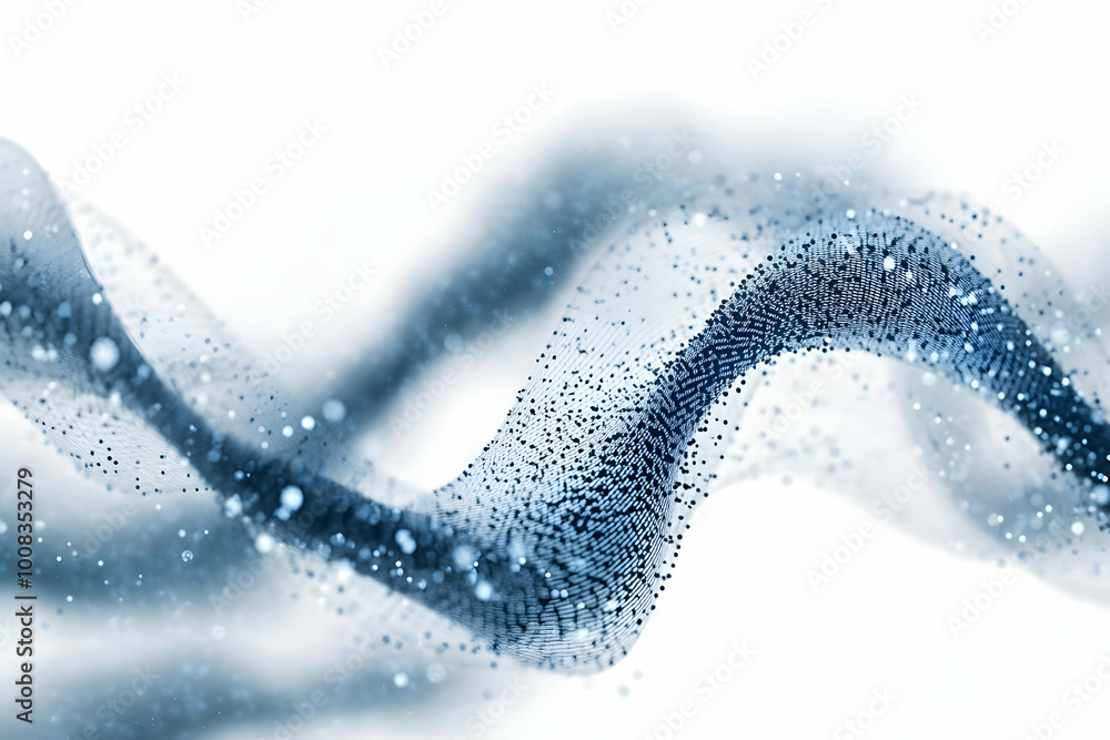 Poster abstract background with blue particle wave