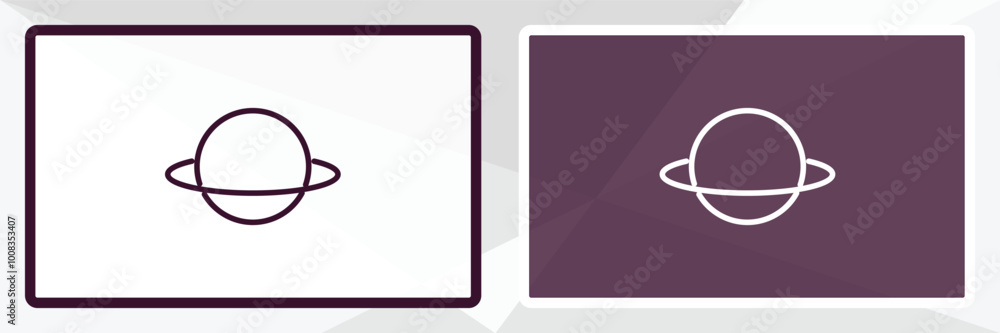 Poster planet outline icon. linear vector from astronomy concept. thin line white and black planet icon iso