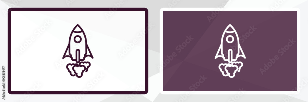 Poster rocket ship outline icon. linear vector from astronomy concept. thin line white and black rocket shi
