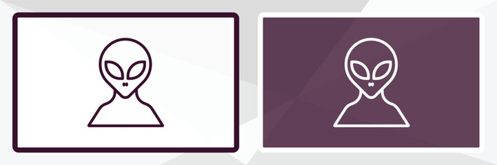 alien outline icon. Linear vector from astronomy concept. Thin line white and black alien icon isolated on white and dark background