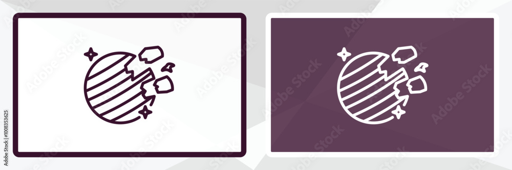 Aufkleber destroyed planet outline icon. linear vector from astronomy concept. thin line white and black destr